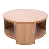 ZUN Round Coffee Table with Shelf B035P217813