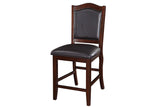 ZUN Dark Brown Wood Finish Set of 2 Counter Height Chairs Faux Leather Upholstery Seat Back Kitchen HS00F1346-ID-AHD