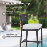 Modern Outdoor 2PC Bar Stools, Aluminum Patio Bar Chair with Ergonomic Backrest, Tapered Legs, W1886P300268