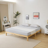 Basic bed frame painted pine wood original color King 202*192*30.5cm wooden bed single bed 18748847