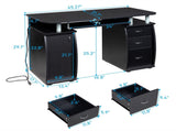 115* 55*74cm 15mm MDF Portable 1pc Door with 3pcs Drawers Computer Desk Black 76034745