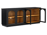 TREXM 4-Door Large Storage Buffet Cabinet with Glass Doors, Arched Cabinet with Adjustable Shelves N715P247544B
