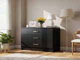 3-Drawer P2 Particleboard Bedside Table with Melamine Finish Drawer Cabinet Lockers 14101534