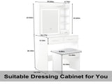 Small Makeup Vanity Desk with Mirror & Adjustable LED Lights,Built-in Power Outlet & Hidden Storage, 64240969