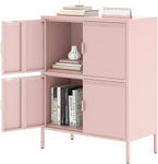 ZUN 4 Door Metal Accent Storage Cabinet for Home Office,School,Garage pink 39015106