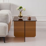Tempered Brown Glass SideTable, Small Tea Table, Brown Night Stand Tempered Glass Sofa Table W1718P255033
