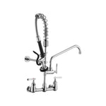 ZUN Commercial Kitchen Faucet, Pre-Rinse Sink Faucet with Pull Down Sprayer - Wall Mount Kitchen Faucet W1225P251012