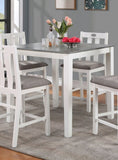 ZUN White Solid wood 5pc Counter Height Dining Set Table 4x Gray Linen Like Fabric Cushions Seats B011P230002