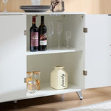 ZUN ideboard with wavy texture buffet cabinet, white accent cabinet with door, modern bookcase for W1705P179816