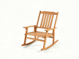 Solid Acacia Wood Outdoor Rocking Chair, Heavy Duty 400LBS Capacity Porch Rocker with Slatted Back 19301567