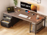 51 Inch Computer Desk with File Drawers & USB Power Outlets- Reversible Home Office Desk 28415099