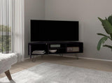 TV Stand, 1 Door, 3 Shelves, 4 Legs, Black B097P350288