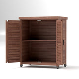 Potting Bench with Storage Cabinet and Metal Table Top for Outdoor Patio, Garden Furniture Wood 32240140