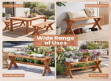 36" Teak Oil Hardwood Backless Garden Bench, 660 LBS Load Capacity 2-Person Outdoor Bench 97856472