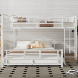L-shaped Metal Twin over Full Size Bunk Bed, White N709P196510K