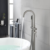 Mount Bathtub Faucet Freestanding Tub Filler Brushed Nickel Standing High Flow Shower Faucets with 20416546