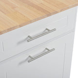 K&K Fluted Kitchen Island with Trash Can Storage Cabinet, Power Outlet, Internal Storage Rack, N707P221571W