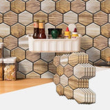 48 Pcs Hexagon Peel And Stick Backsplash Tile, Stick On Backsplash For Kitchen And Bathroom, Wood 45549744