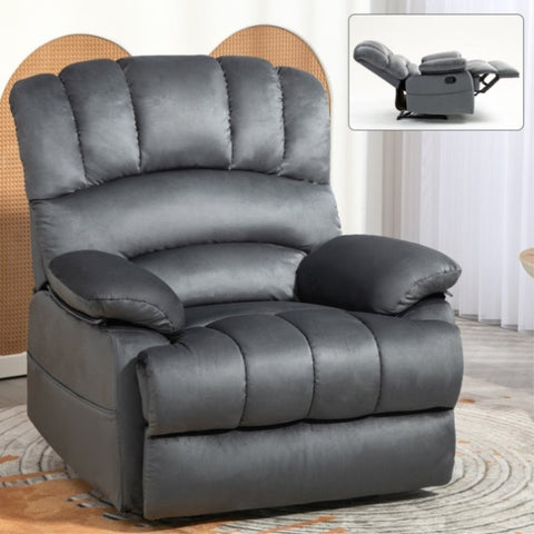 ZUN Large Manual Recliner Chair in Fabric for Living Room, Grey W1803P191938