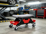 300 LBS Capacity Rolling Mechanic Stool with 4" Wheels, 3 Slide-Out Tool Trays & Drawer, Heavy Duty 91677153