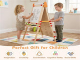 4-in-1 Kids Art Easel with Marble Run, Adjustable Height Double-Sided Drawing Easel with Paper Roll 01860714