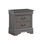 ZUN 1pc Nightstand Gray Louis Philippe Solid wood English Dovetail Construction Antique Nickle Hanging HS11CM7966GY-N-ID-AHD