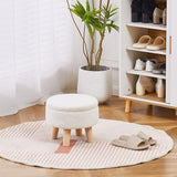 ZUN Storage Ottoman, Modern Round Footrest with Soft Padded Seat, Teddy Velvet Footstool with Wood Legs, 27446847