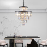 (Same as W1340P188535/L5002-600-B) 24" Luxury Crystal Chandelier with Black Finish Elegant W1340P189339