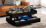 U-Can Lift-Top Coffee Table with 2 Drawers, Modern Coffee Table with Adequate Hidden Compartment, N724P290058B