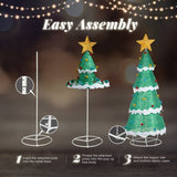 ZUN 6FT Lighted Christmas Tree Yard Decorations, Pre-lit Pull Up Christmas Tree with 200 LED Warm White 50388405