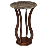 ZUN Brown Round Accent Table with Faux Marble Top B062P145501