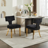 Mid Century Modern Dining Chairs Set of 2, Farmhouse Chenille Fabric Upholstered Accent Chair Curved W1143P314903