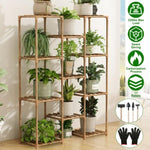 ZUN Multi-tier Wooden Plant Stand 11 Potted Flower Display Shelf Rack Vase Holder for Patio Balcony 57384920