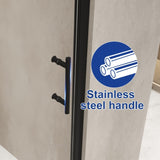 24"x 72" Pivot Shower Door, Matte Black Aluminum Frame, Half Frame ,1/4" Tempered Glass W1675P307040
