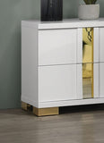 Attractive Beautiful Nightstand Bedroom Furniture White And Gold Finish Bracketed Metal Legs 1pc B011P326223