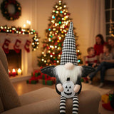 2PCS Set Christmas Gnome Decorations 4.3x3.5x23.5" Fabric Sitting Gnomes with Wings & Black-White 75135801