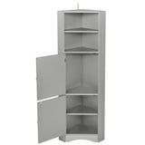 ZUN Tall Bathroom Corner Cabinet, Freestanding Storage Cabinet with Doors and Adjustable Shelves, MDF 45790350