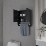 ZUN Goodyear Medicine Cabinet in Melamine With a Towel Bar, Black B128P237153