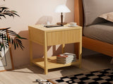 Bamboo Bedroom Nightstand with Charging Station, 2 Tier End Table, Bamboo Bedside Table with USB W2207P504489