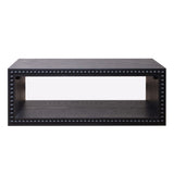 Black Beaded Edge Coffee Table 47.6" Rectangular Center Table with Open Storage Shelf, Modern W2729P309448