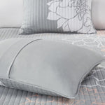 ZUN 6 Piece Printed Cotton Quilt Set with Throw Pillows Grey/Peach Full/Queen B03597570