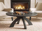 Round Coffee Table, 31.5 Inch Circular Center Table with Curved Cross Legs, Melamine Laminated MDF 68345383