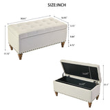 Ottoman storage bench, recessed support hinge top easy to open, rivet trim around, bedroom, W2941P242252