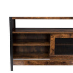 ZUN LED Buffet Sideboard, Farmhouse Storage Cabinet with Sliding Door, Open Compartment, Wood Coffee Bar W1778126656