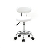 ZUN Round Shape Adjustable Salon Stool with Back and Line White 46930452