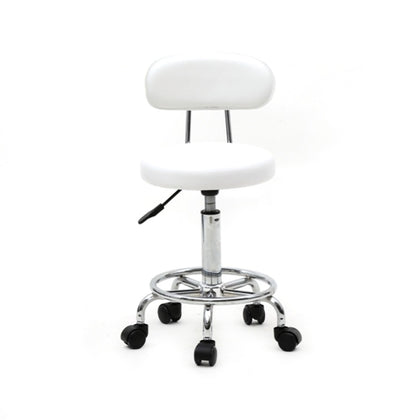 ZUN Round Shape Adjustable Salon Stool with Back and Line White 46930452