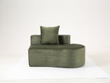 110.24" Fully Compressed Sofa, Corduroy 2-Seater Couch with 2 Lumbar Pillows, Cozy Deep Seat W3326P446759