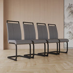 ZUN Modern Dining Chairs,PU Faux Leather High Back Upholstered Side Chair with C-shaped Tube. Black W2189138540