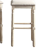 ZUN Arnhem Wood Upholstered Bar Stools, Set of 2, Tan T2574P164816