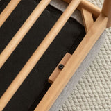 (Beige) Natural Solid Wood Shoe Bench, Mid-Century Modern Storage Bench with High Rebound Sponge W1283P298090